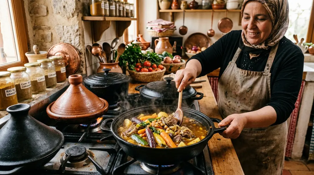Tajines mijotés en marmite de fonte